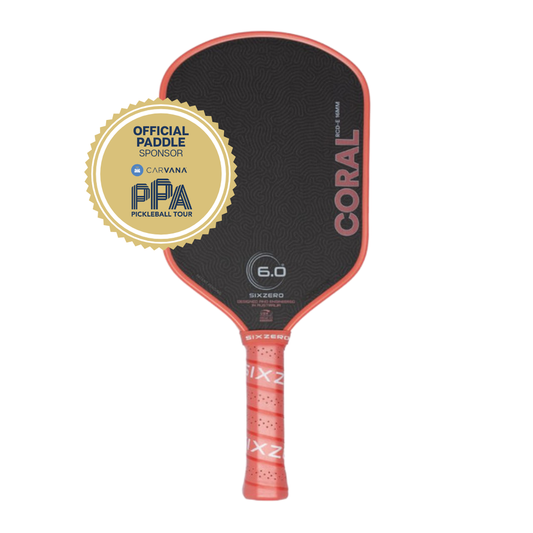 Six Zero Coral 16mm Elongated Pickleball Paddle | Paddles Sale